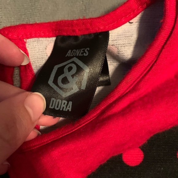 Agnes & Dora Black Red Neverland T EUC Size M Peter Pan collar pin up girl shirt - Picture 4 of 6